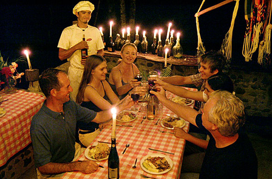 Dinner prepared on the riverbank in Costa Rica.