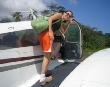 Boarding charter plane